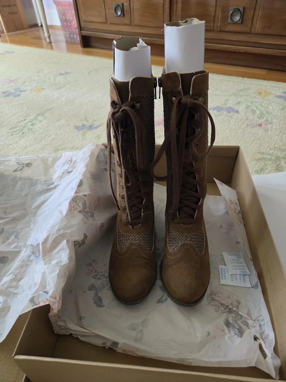 JOYFOLIE Keiko Tall Boots in Nutmeg Size 2 Youth